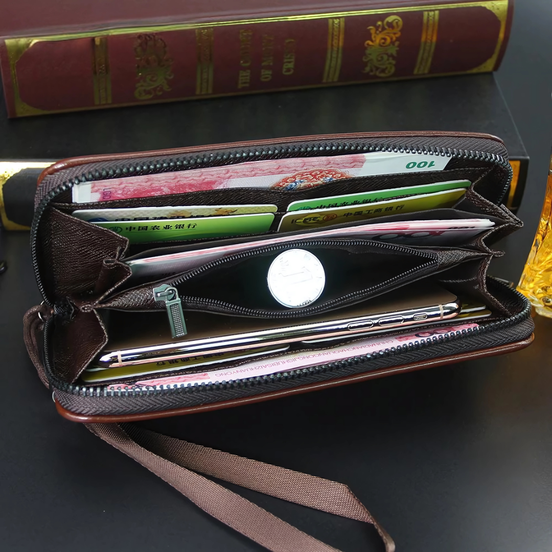 Men’s Long PU Leather Wallet – Slim Card Holder & Organizer