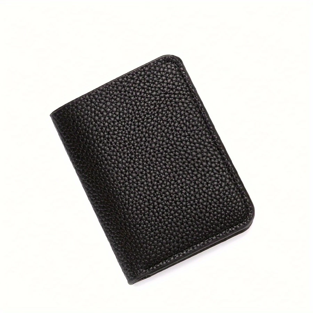 Men’s PU Leather Wallet Lychee Pattern Multi-Card Holder & Money Clip