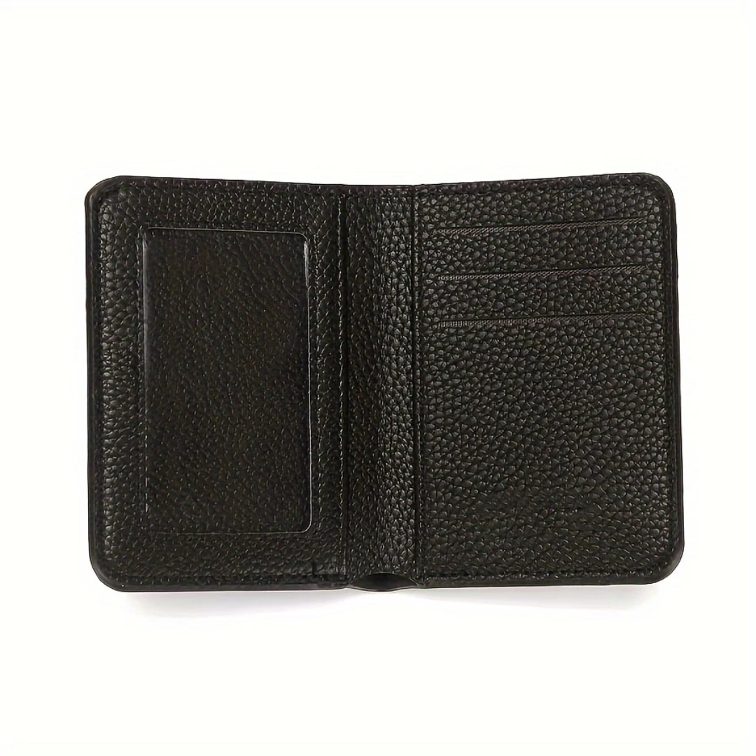Men’s PU Leather Wallet Lychee Pattern Multi-Card Holder & Money Clip