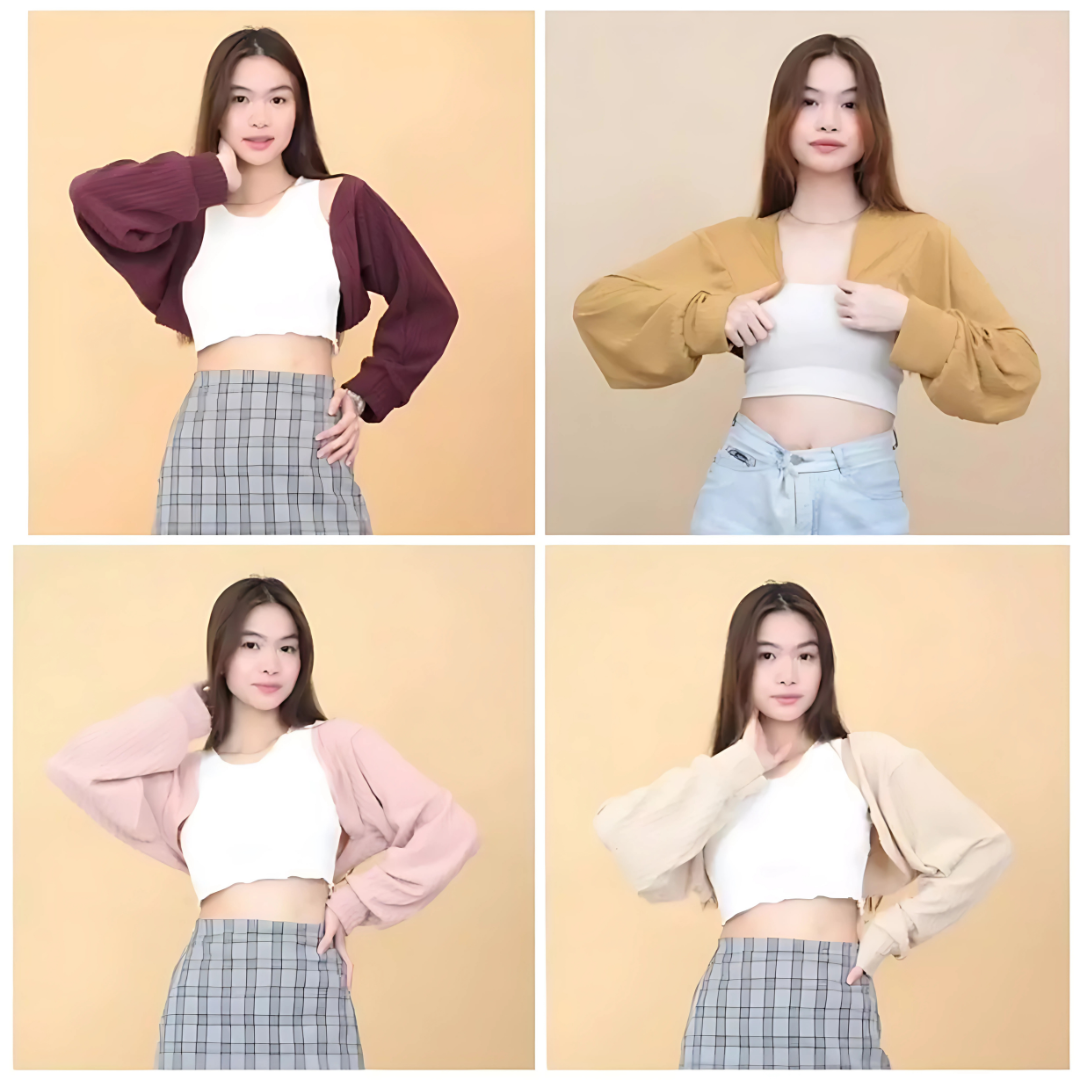 Cardigan Blazer Rib-Knit Long Sleeve Top for Women