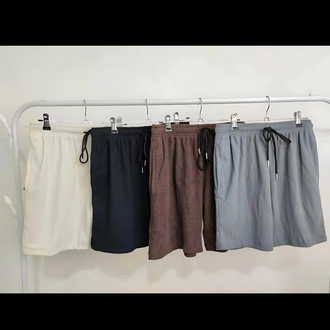 Waffle Shorts for Men with Two Pockets Casual Plain Shorts