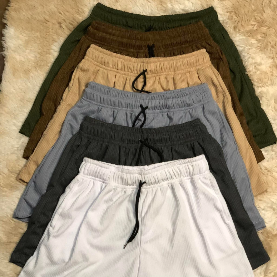 Waffle Shorts for Men with Two Pockets Casual Plain Shorts