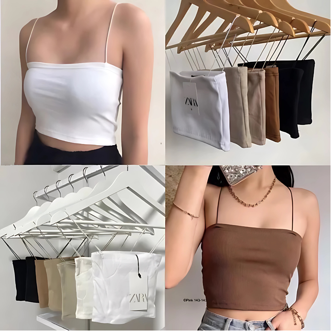 Strappy String Knitted Crop Top for Women