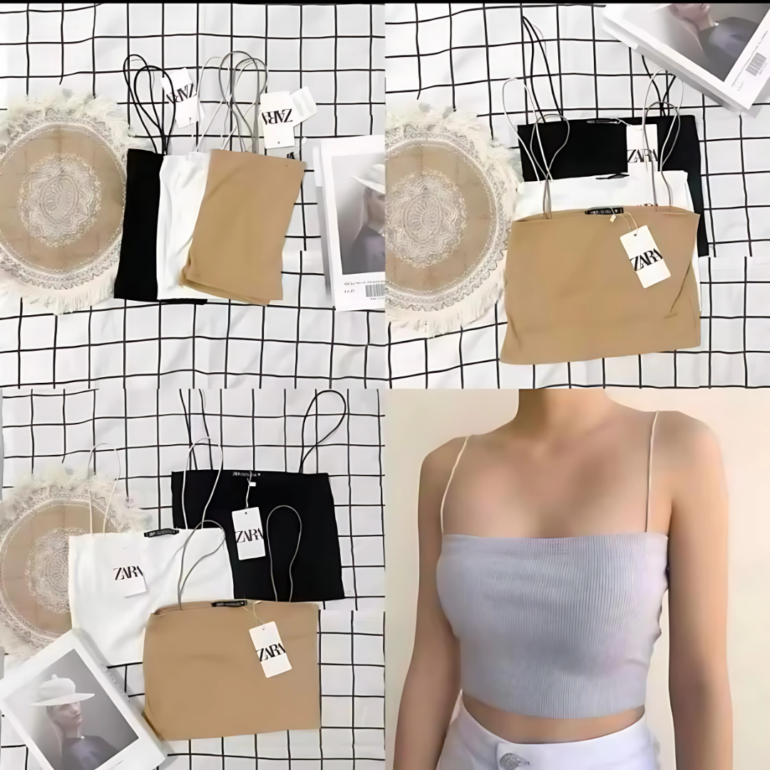 Strappy String Knitted Crop Top for Women