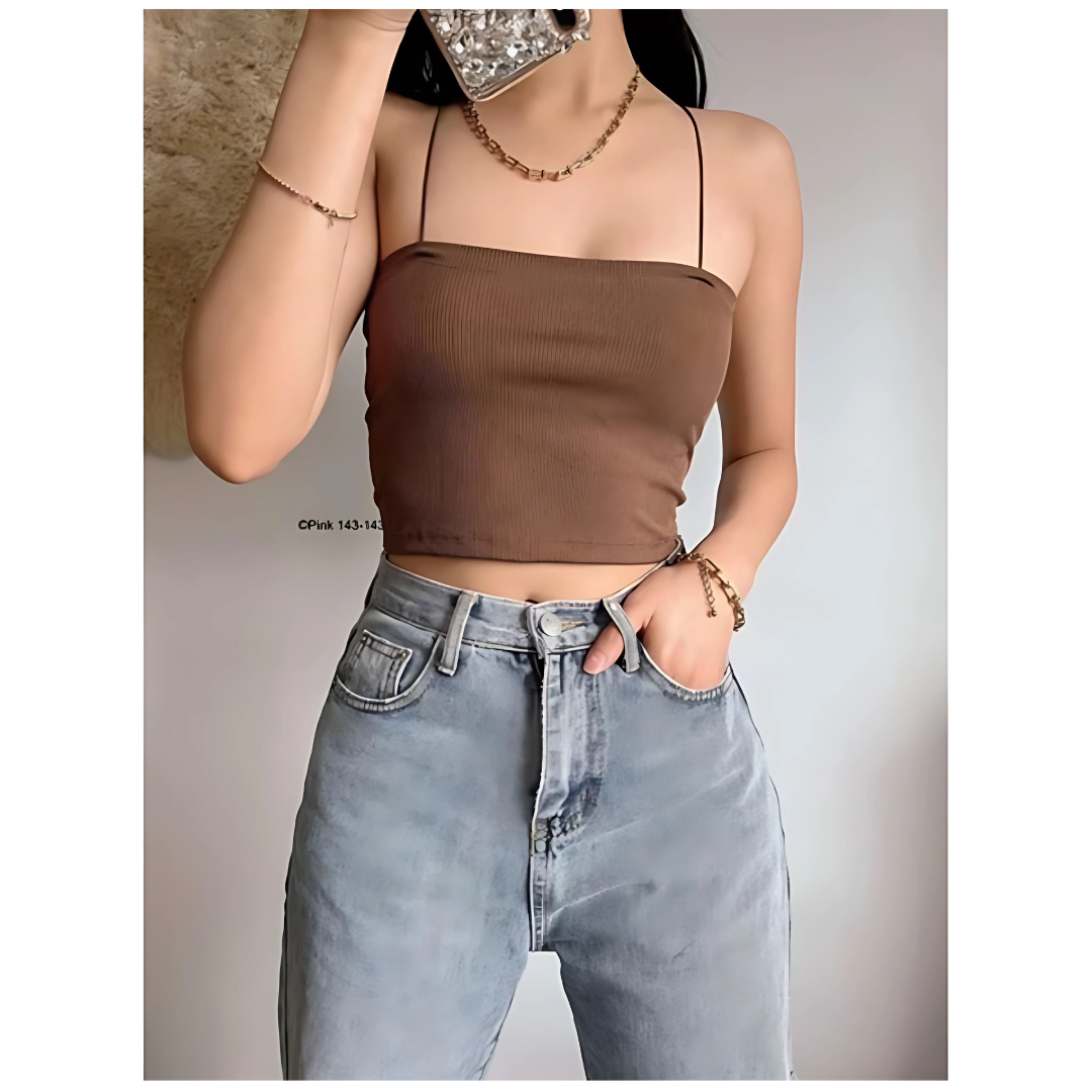 Strappy String Knitted Crop Top for Women