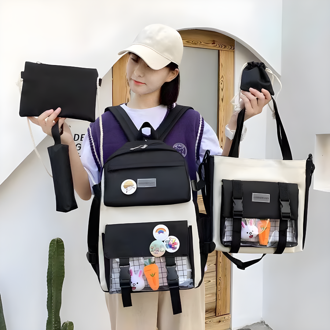 4-in-1 Women’s Backpack Trendy & High School Fashion Bag Set