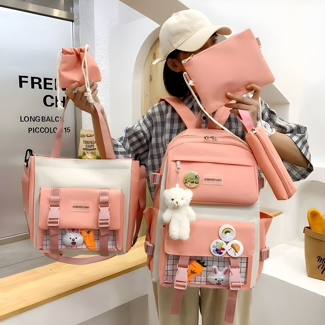 4-in-1 Women’s Backpack Trendy & High School Fashion Bag Set