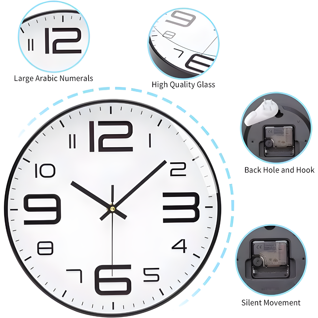12-Inch Silent 3D Digital Wall Clock Minimalist Home Living Room Decor