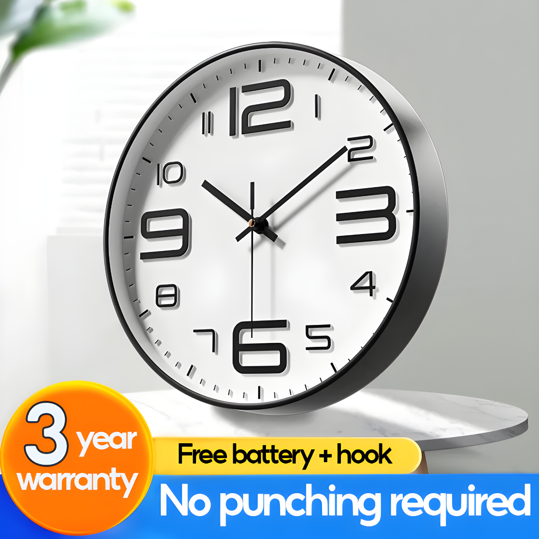 12-Inch Silent 3D Digital Wall Clock Minimalist Home Living Room Decor