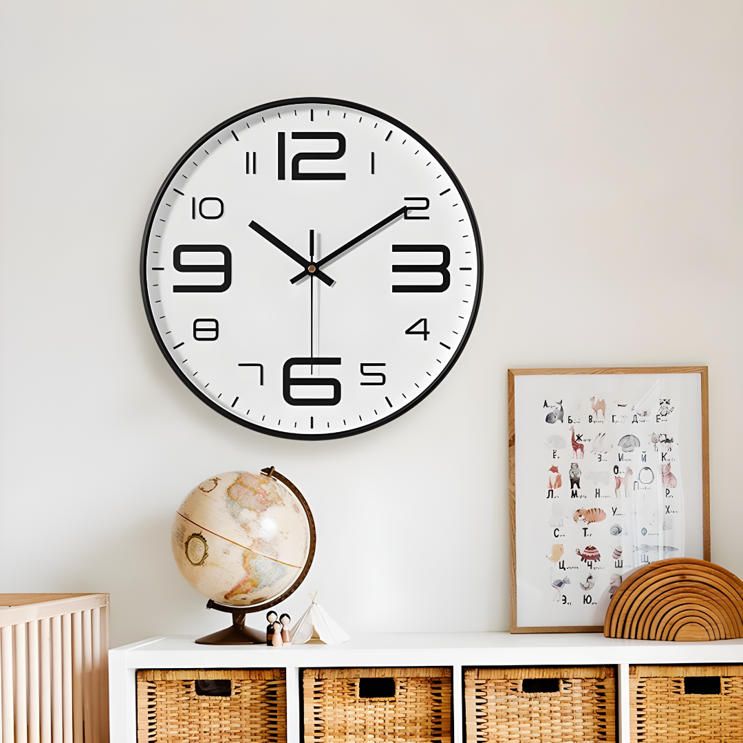 12-Inch Silent 3D Digital Wall Clock Minimalist Home Living Room Decor