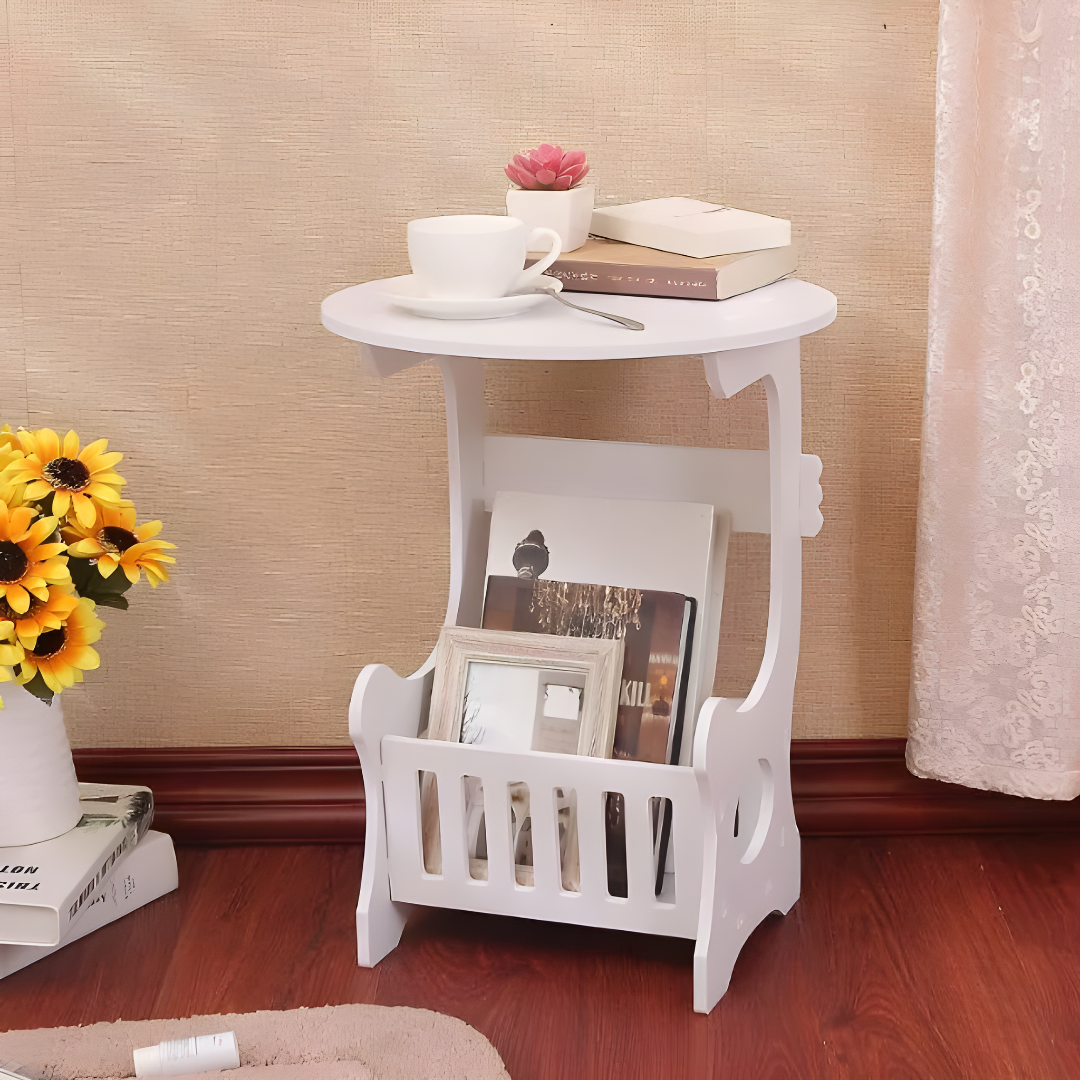 Mini Round Bedside Table for Bedroom or Living Room