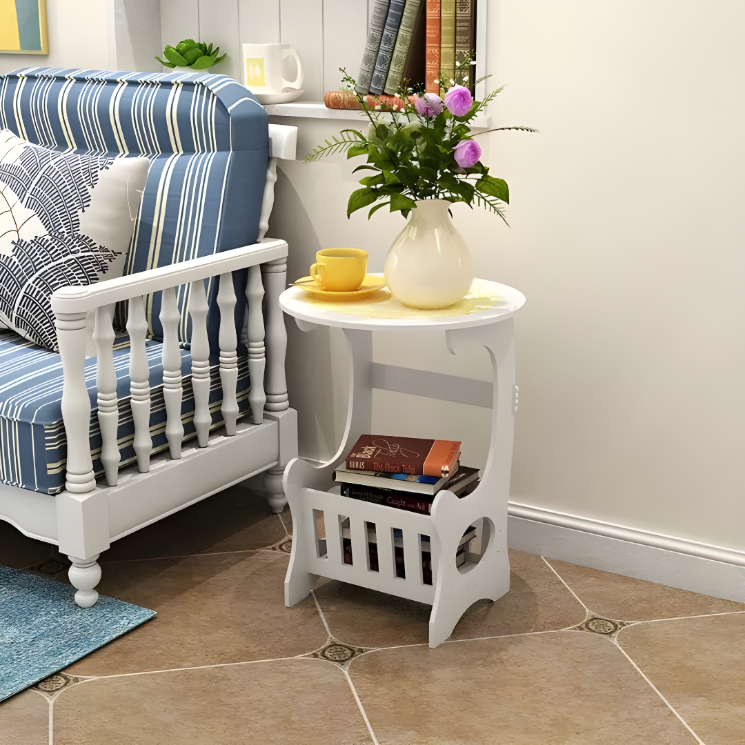 Mini Round Bedside Table for Bedroom or Living Room