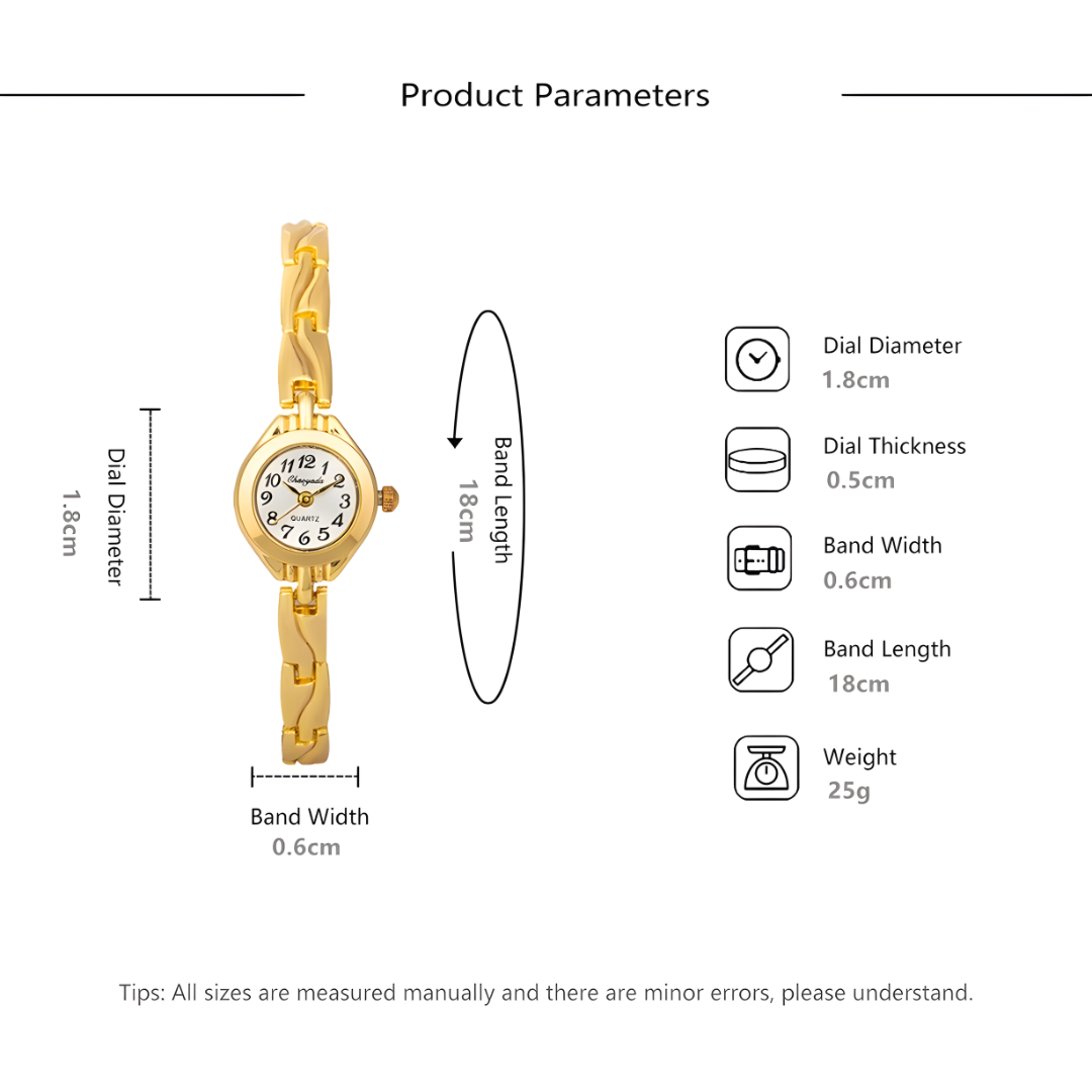Luxury Gold Women’s Watch Analog Wristwatch with Small Dial