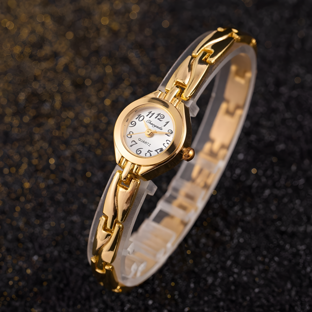 Luxury Gold Women’s Watch Analog Wristwatch with Small Dial