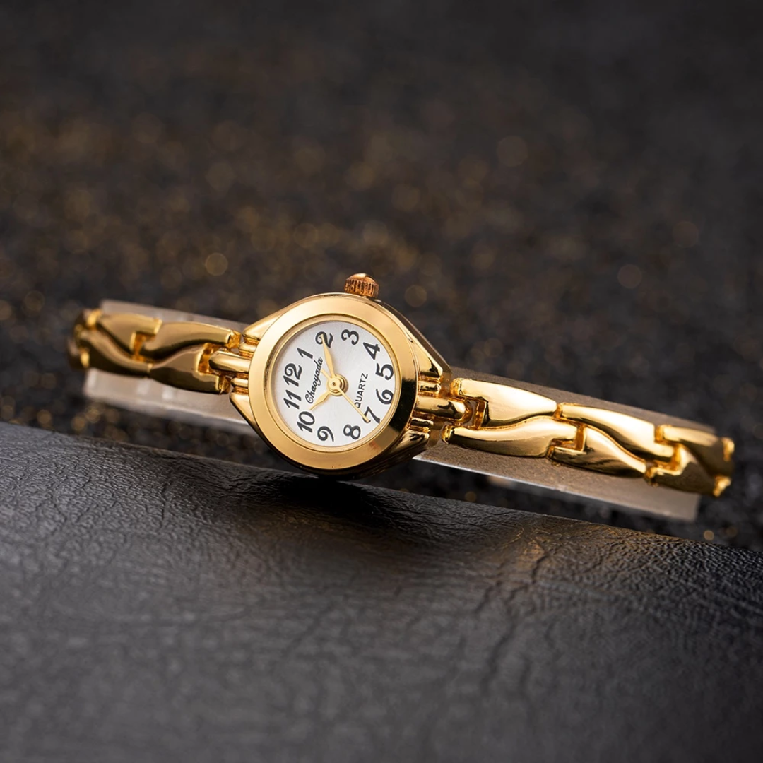 Luxury Gold Women’s Watch Analog Wristwatch with Small Dial