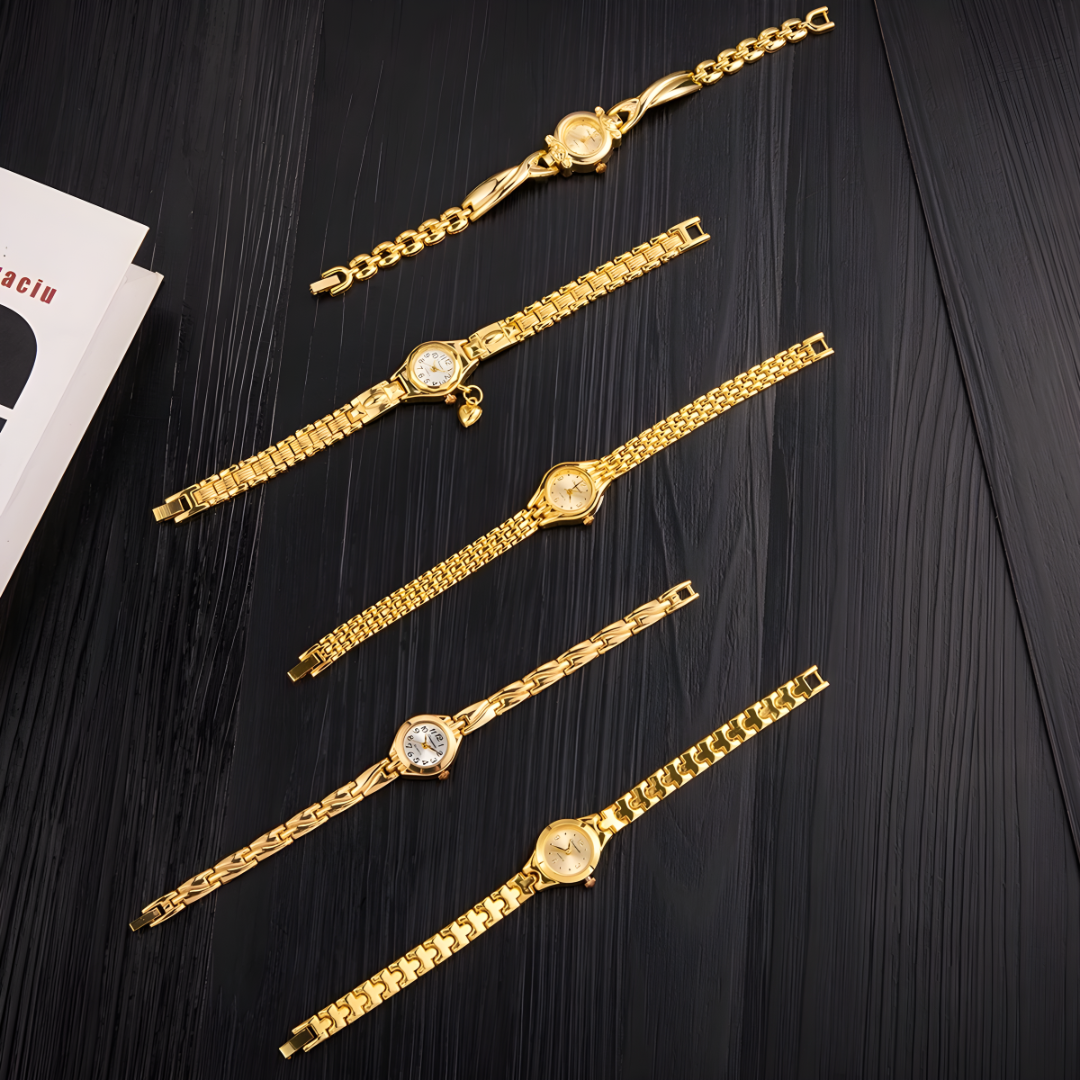 Luxury Gold Women’s Watch Analog Wristwatch with Small Dial