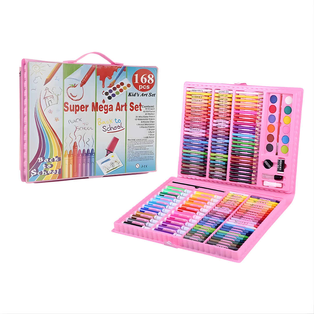 168-Piece Kids Mega Art Coloring Set Complete Drawing & Painting Kit