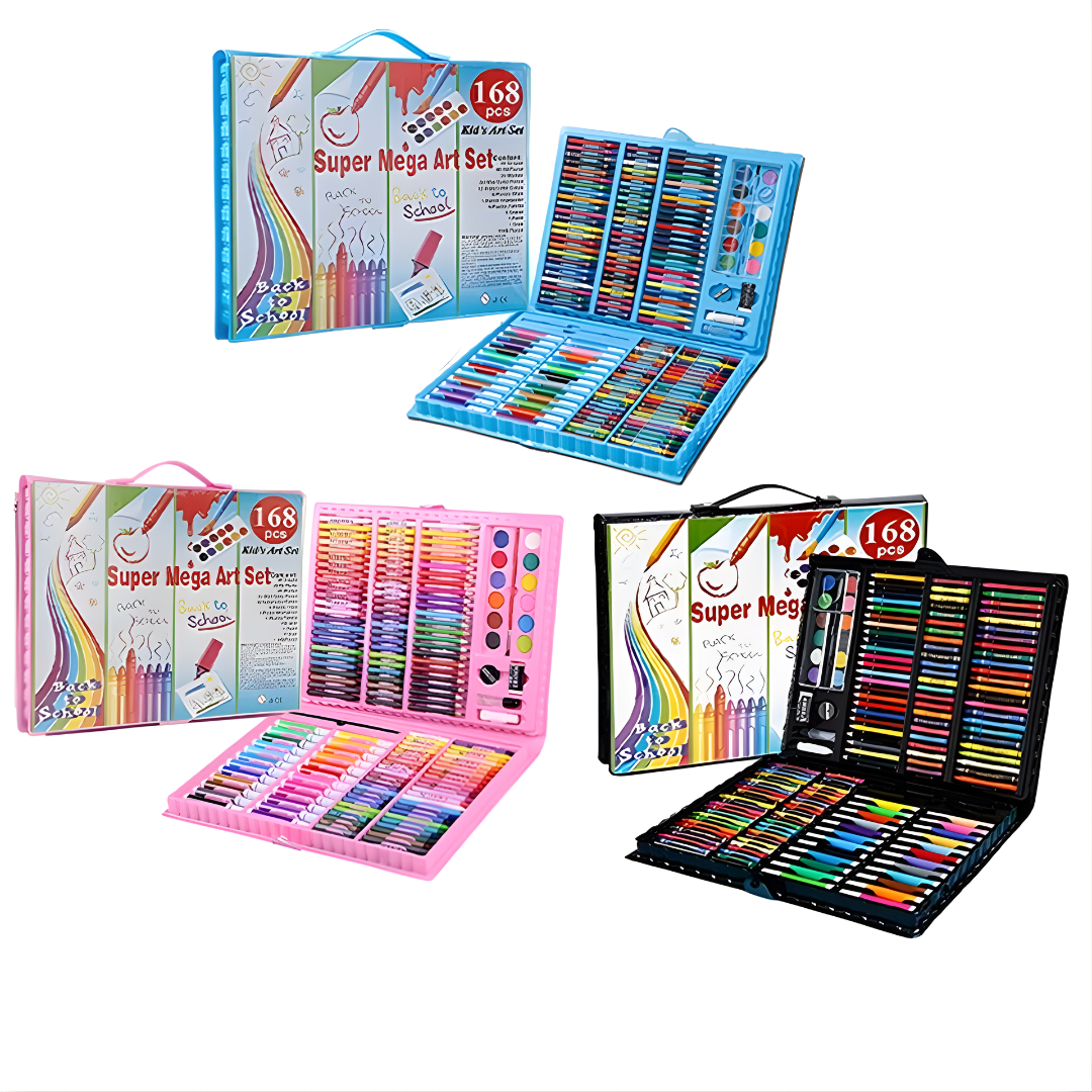 168-Piece Kids Mega Art Coloring Set Complete Drawing & Painting Kit