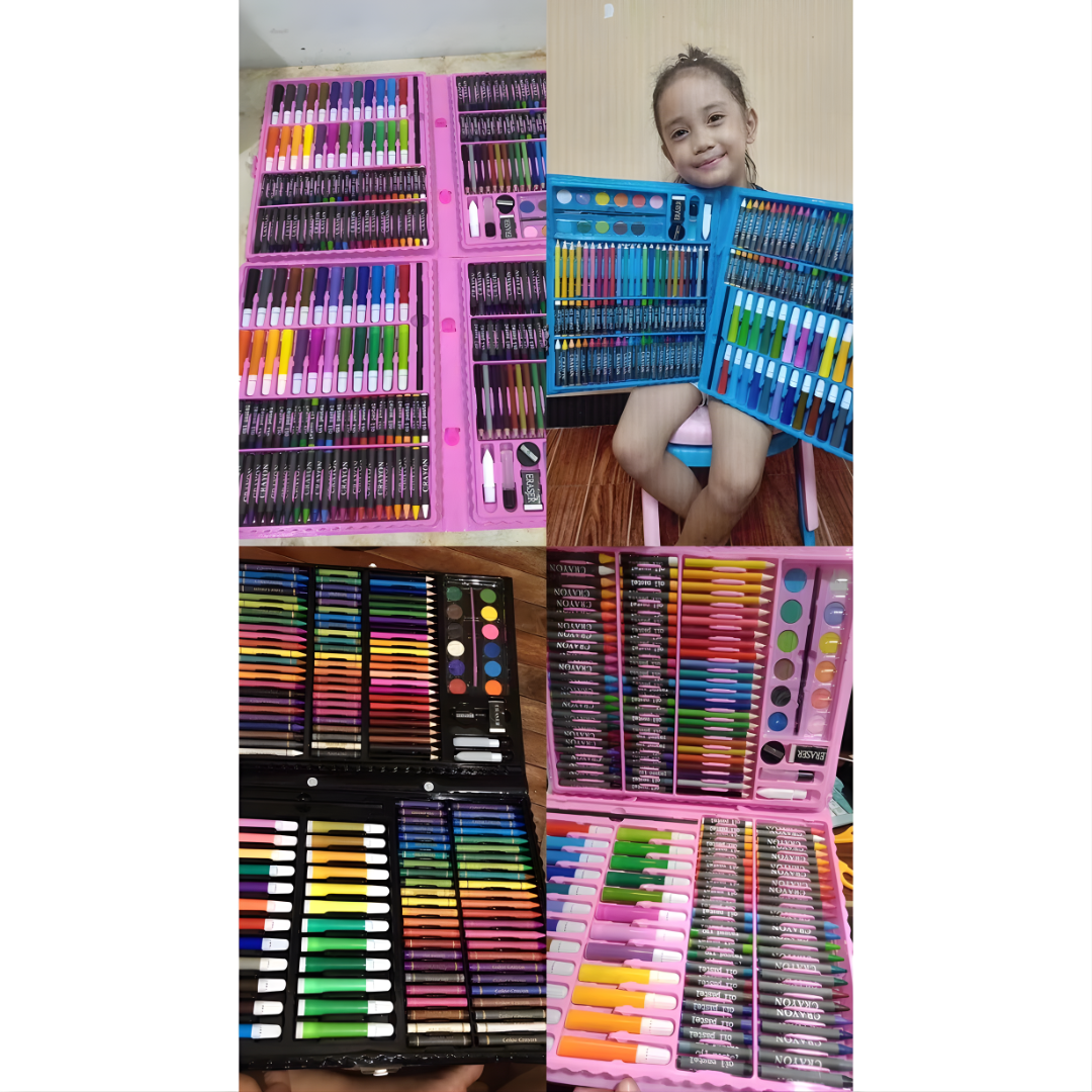 168-Piece Kids Mega Art Coloring Set Complete Drawing & Painting Kit