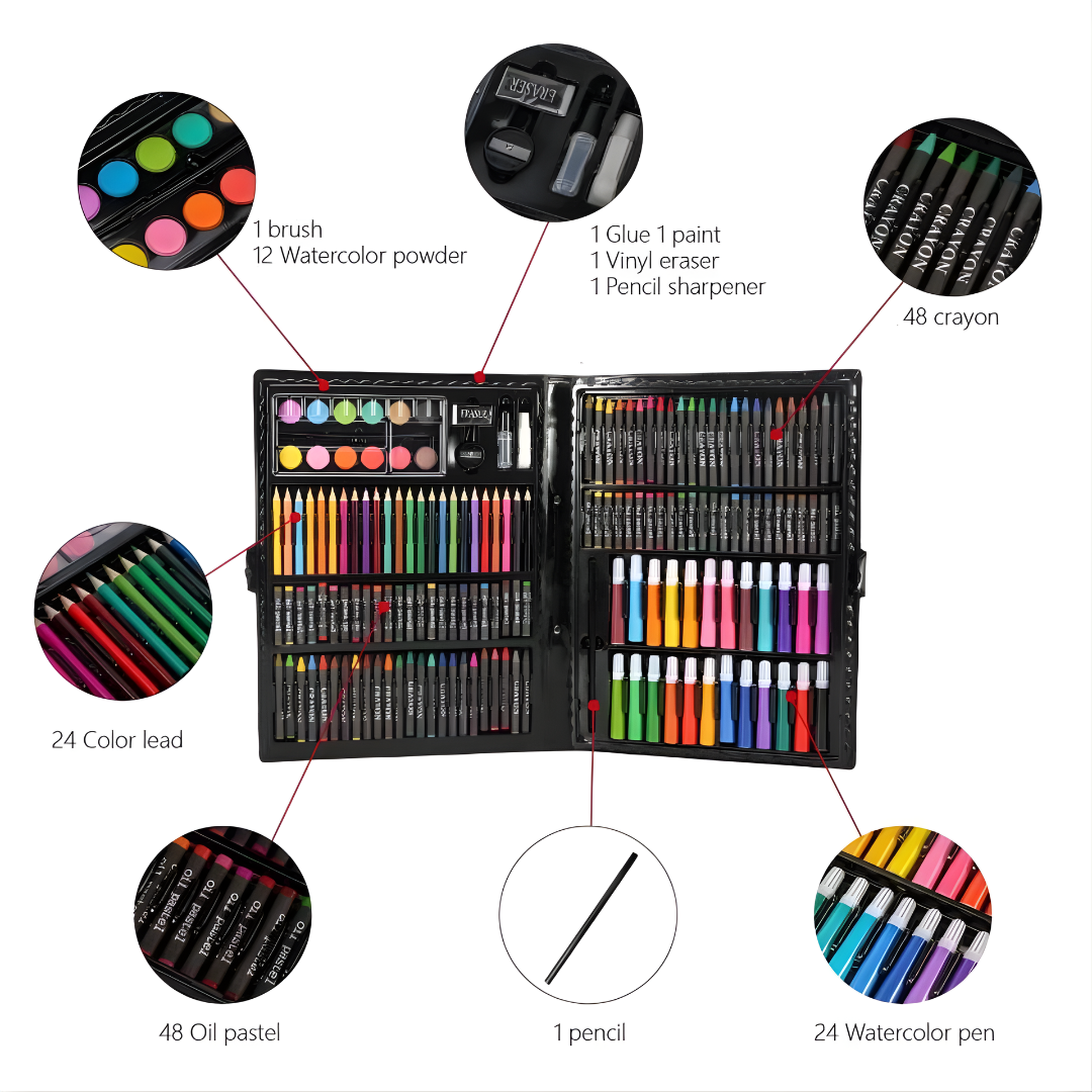 168-Piece Kids Mega Art Coloring Set Complete Drawing & Painting Kit