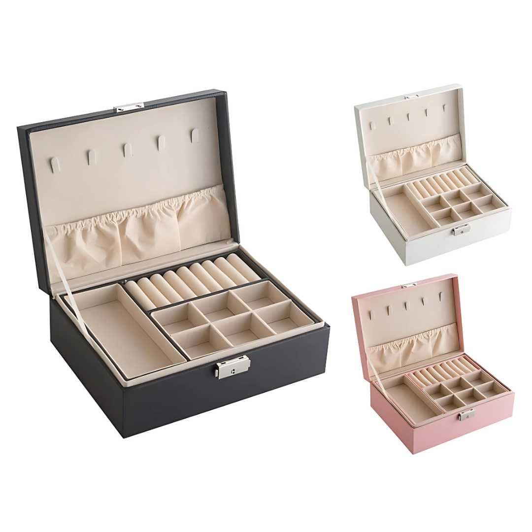 Elegant Jewelry Box with Lock Organizer Waterproof Storage Case
