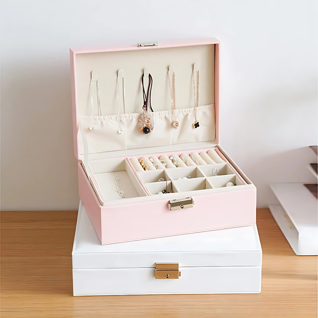 Elegant Jewelry Box with Lock Organizer Waterproof Storage Case