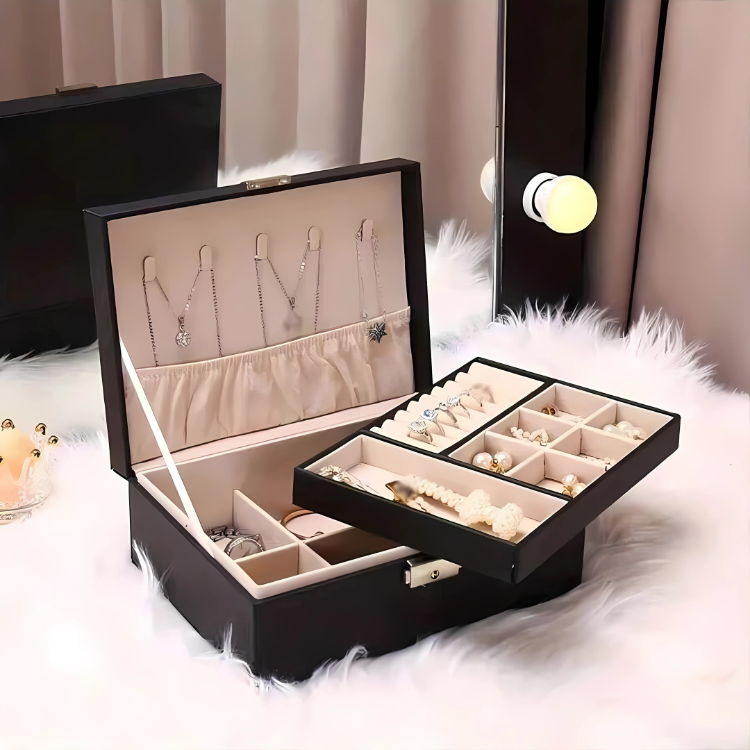 Elegant Jewelry Box with Lock Organizer Waterproof Storage Case