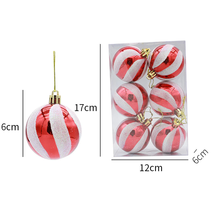 6Pcs 6CM Colorful Christmas Balls Xmas Tree Ornaments