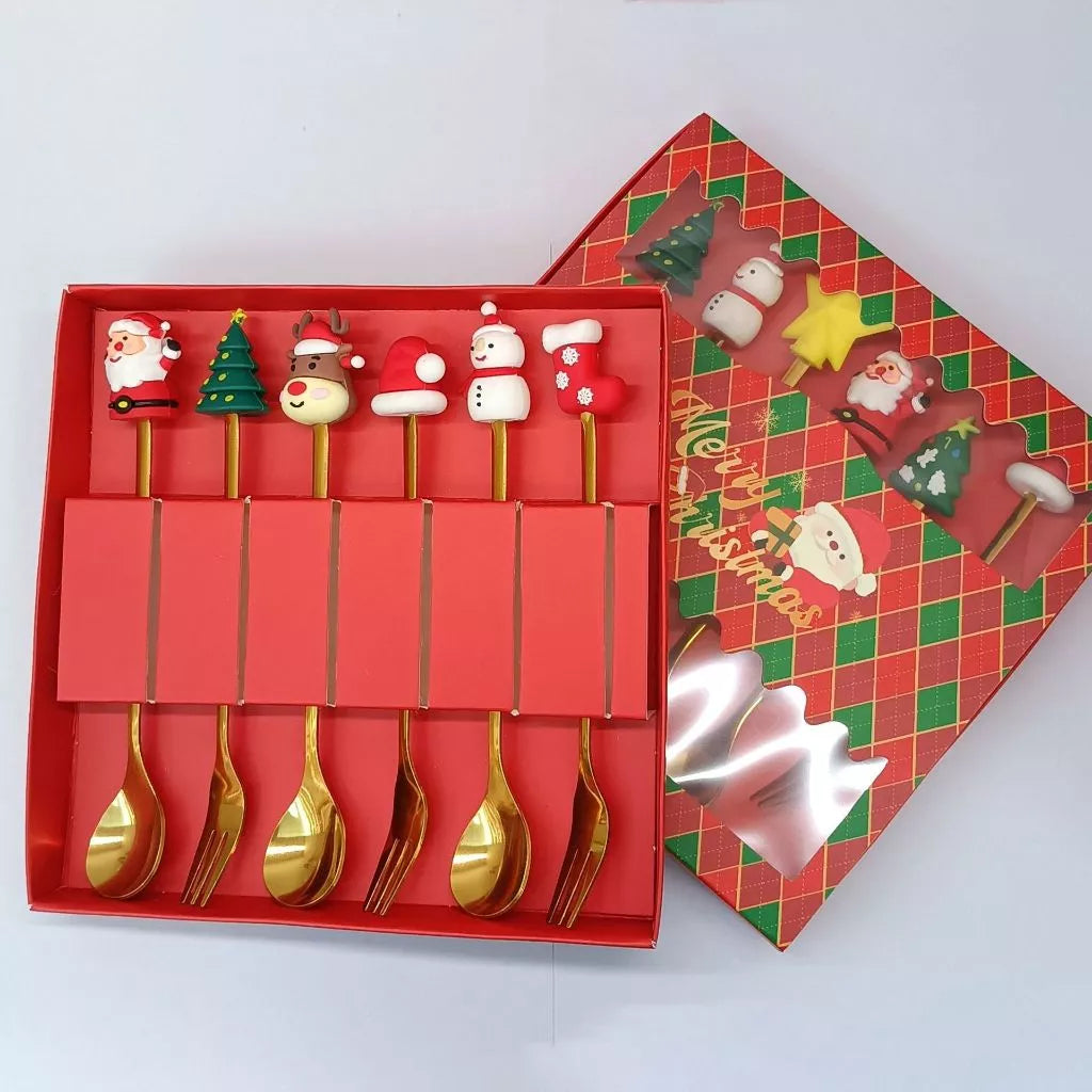 Stainless Steel Christmas Spoon & Fork Gift Set
