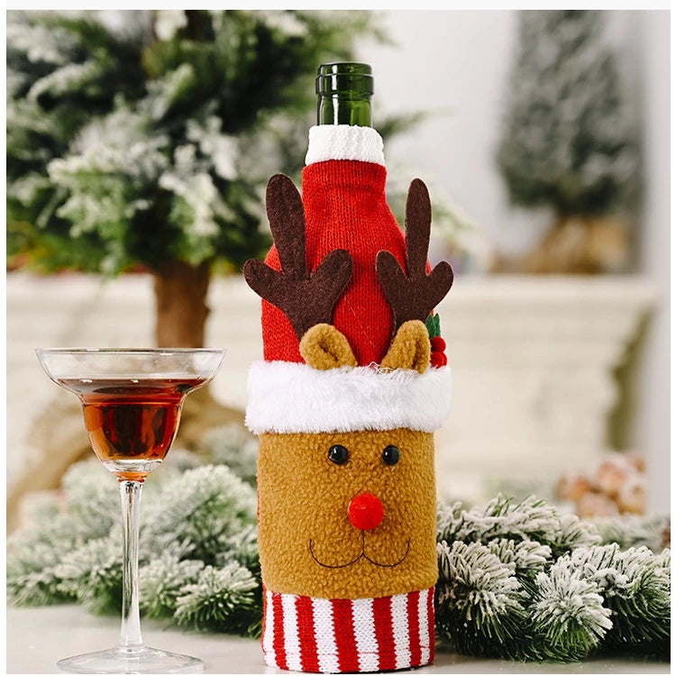 3D Christmas Wine Bottle Cover Festive Xmas Party Decoration