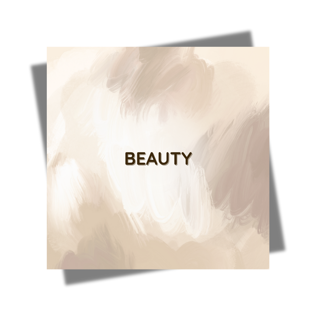 Cream and beige abstract background with “Beauty” text overlay, representing curated skincare, wellness, and grooming products – Home Life Manila