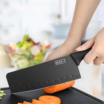 Black Japanese Santoku 5-Piece High-Quality Stainless Steel Knife Set