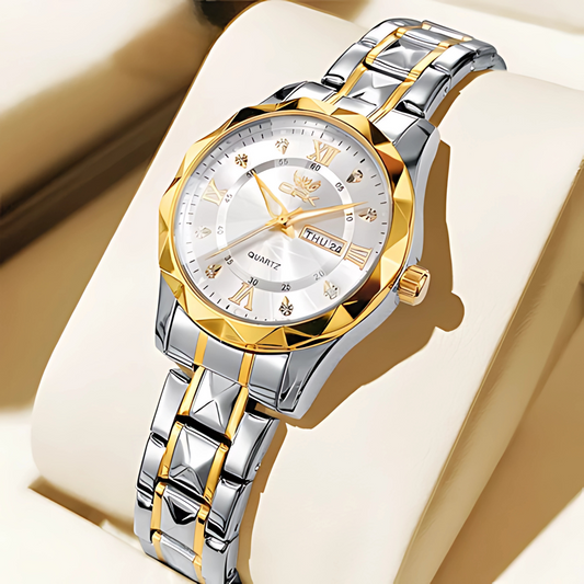 Elegant Waterproof Stainless Steel Silver Women’s Quartz Watch
