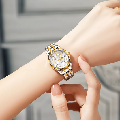 Elegant Waterproof Stainless Steel Silver Women’s Quartz Watch