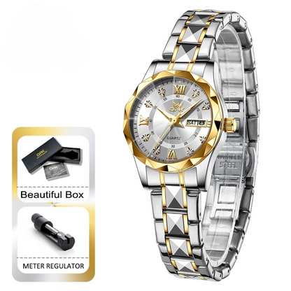Elegant Waterproof Stainless Steel Silver Women’s Quartz Watch