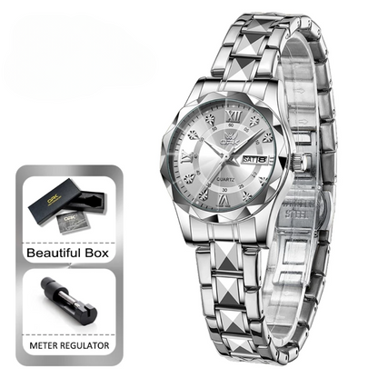 Elegant Waterproof Stainless Steel Silver Women’s Quartz Watch