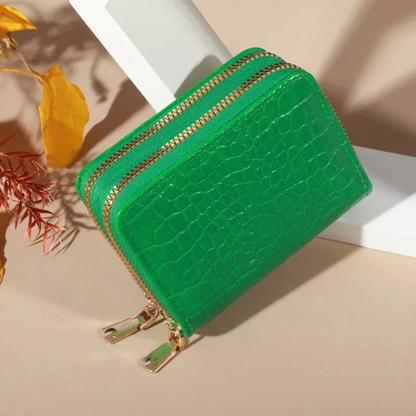 Elegant Women’s Multi-Card Wallet Double Zipper PU Leather Clutch Purse