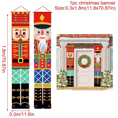 2025 Merry Christmas Porch Sign – Outdoor Decorative Door Banner