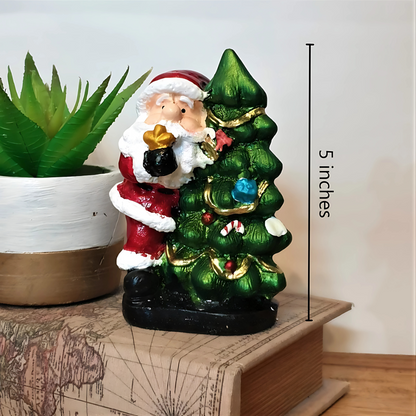 Christmas Decor Santa Claus Hugging Christmas Tree Figurine