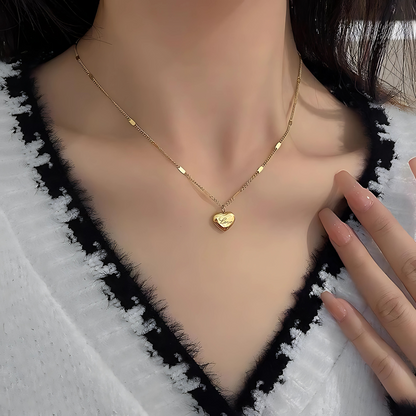 2pcs Korean Minimalist Love Heart Necklace & Earrings Set