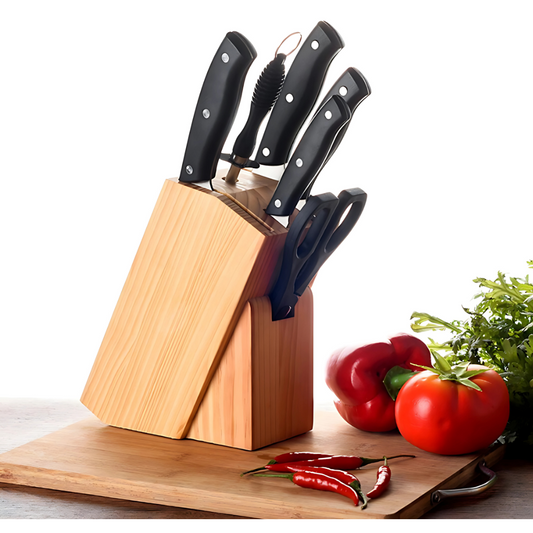 7-Piece Kitchen Knife Set with Wooden Block Stand
