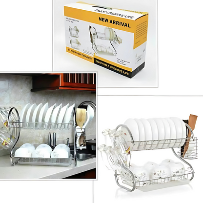 2-Layer Dish Drainer Drying Rack