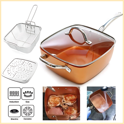 Copper Square Pan Set – 5-Piece Non-Stick Cookware