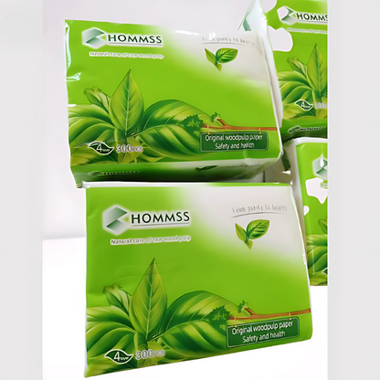 Hommss Facial Tissue 8-Pack – 300 Sheets, 100% Pure Wood Pulp