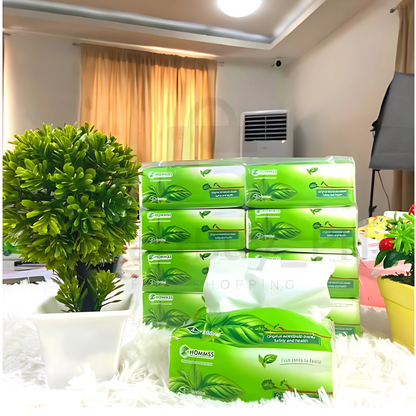 Hommss Facial Tissue 8-Pack – 300 Sheets, 100% Pure Wood Pulp