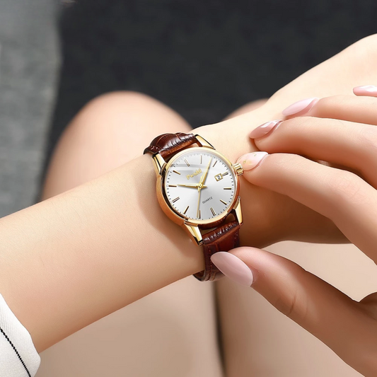 Women's Quartz Luminous Watch | Waterproof Leather Strap | Fashion Casual Ladies Watch
