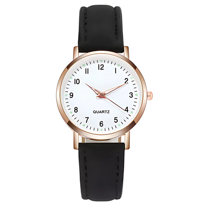 Unisex Glow-in-the-Dark Casual Leather Quartz Watch for Teens & Women