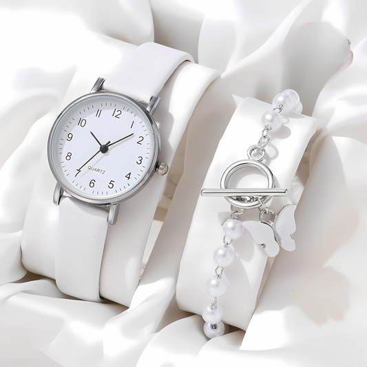 2-Piece Women’s Watch & Bracelet Set Roman Dial