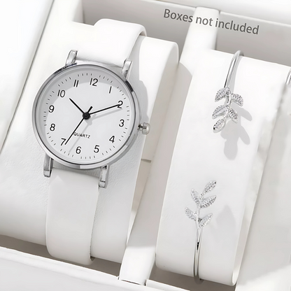 2-Piece Women’s Watch & Bracelet Set Roman Dial