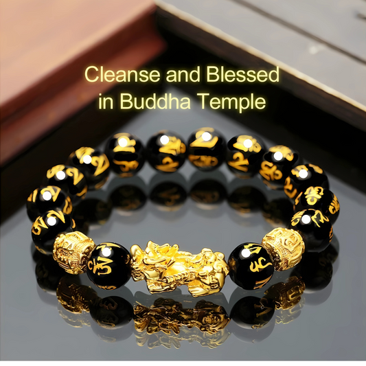 Feng Shui Black Obsidian Pi Yao Wealth Bracelet